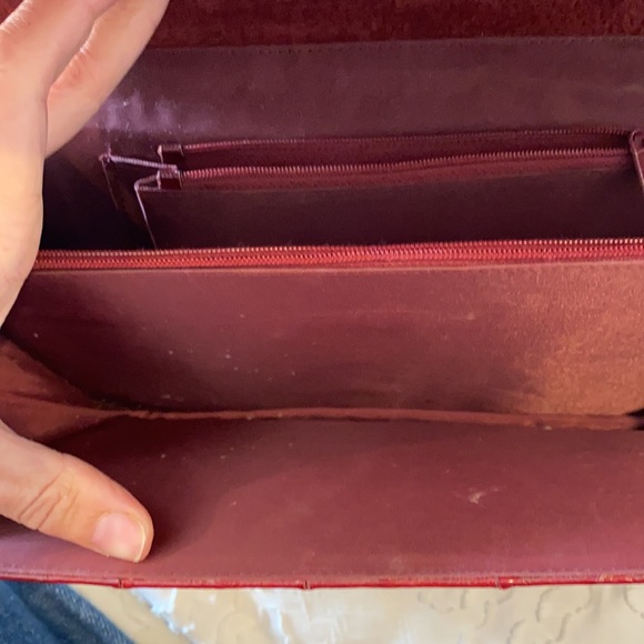 Vintage eel skin leather purse shoulder clutch red - Picture 6 of 15